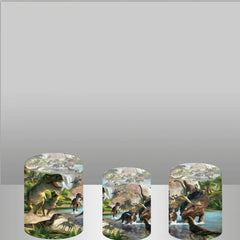 Lofaris Mountain Lakes Dinosaur Round Birthday Decro Backdrop Kit