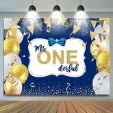 Lofaris Mr. One Derful Gold And Blue Ballon Birthday Backdrop