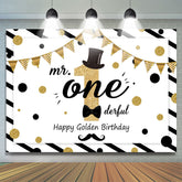 Lofaris Mr. Onederful 1St Birthday Glitter Gold Dots Backdrop