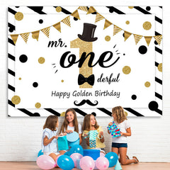 Lofaris Mr. Onederful 1St Birthday Glitter Gold Dots Backdrop
