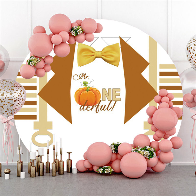 Lofaris Mr Onederful Autumn Pumpkin Round Birthday Backdrop