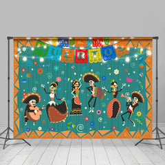 Lofaris Muertos Dancing Skeletons Mexican Fiesta Backdrop