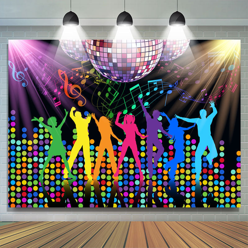 Lofaris Musical And Colorful Dot At Night Themed Dance Backdrop