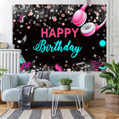 Lofaris Musical And Glitter Abstract Happy Birthday Backdrop