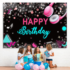 Lofaris Musical And Glitter Abstract Happy Birthday Backdrop