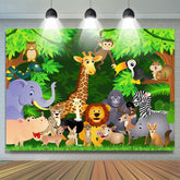 Lofaris Nature Cartoon Animals Happy Birthday Backdrop For Kids