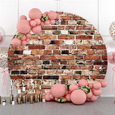 Lofaris Nature Simple Brown Bricks Round Birthday Party Backdrop