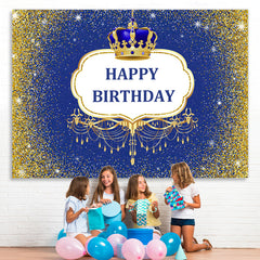 Lofaris Navy Blue and Golden Bokeh Glitter Birthday Backdrop