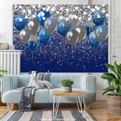 Lofaris Navy Blue And Silver Balloon Light Birthday Backdorp