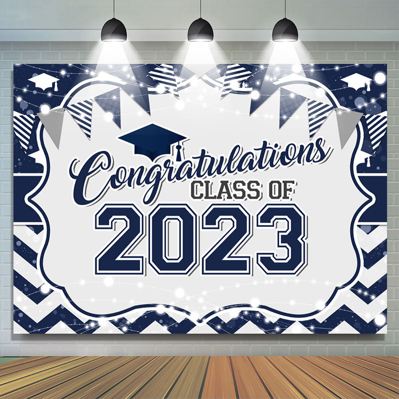 Lofaris Navy Blue Congratulations Class Of 2023 Backdrop