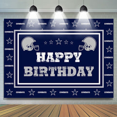 Lofaris Navy Blue Cowboy Football Happy Birthday Backdrop