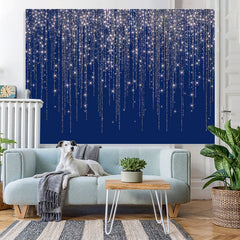 Lofaris Navy Blue Glitter Silver Bar Happy Birthday Backdrop