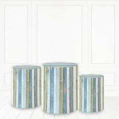 Lofaris Navy Blue Green Plinth Cover Wood Block Pattern Cake Table
