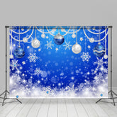 Lofaris Navy Blue Snowflake Christmas Ball Holiday Backdrop