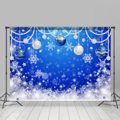 Lofaris Navy Blue Snowflake Christmas Ball Holiday Backdrop