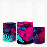 Lofaris Neon Color Leaves Plinth Cover Sheen Pink Blue Pillar Wrap