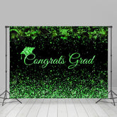 Lofaris Neon Green Glitter Black Congrats Grad Backdrop