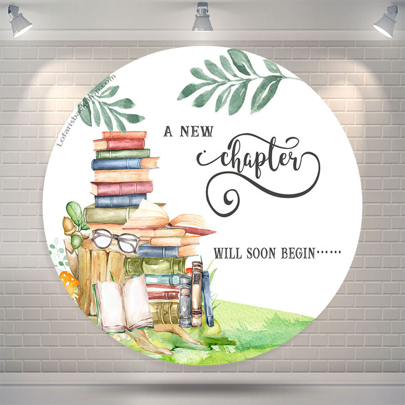 Lofaris New Chapter Will Soon Begin Round Baby Shower Backdrop