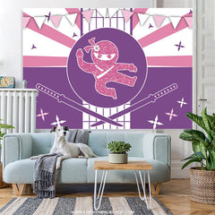 Lofaris Ninja Pink Glitter Happy Birthday Backdrop For Girls
