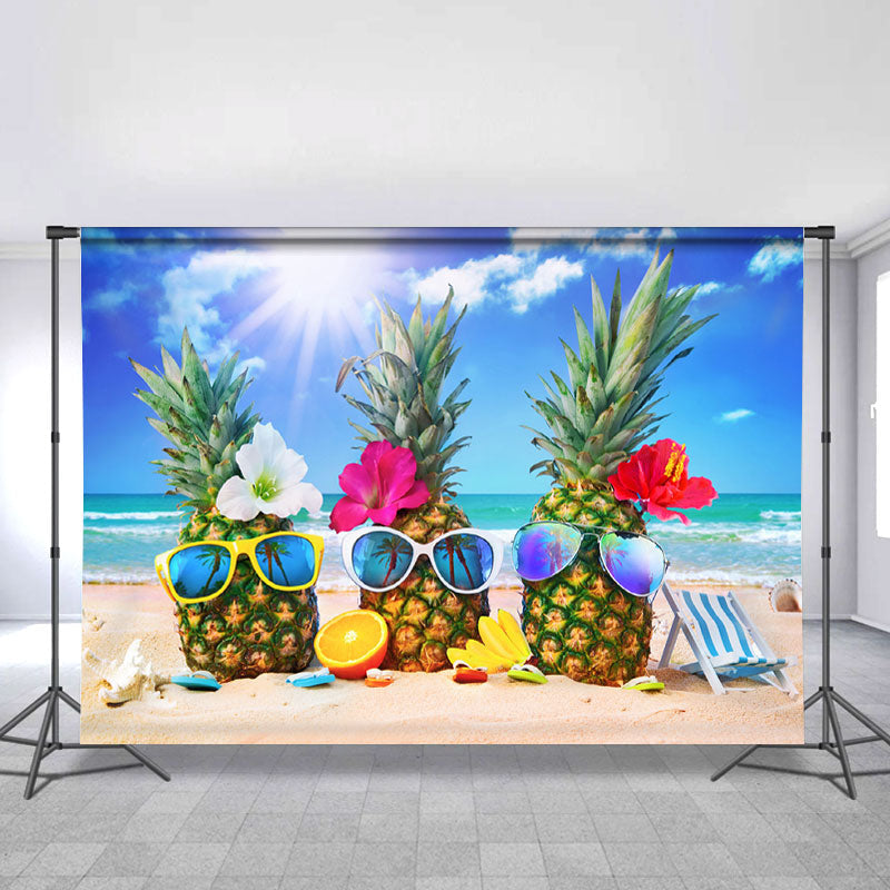 Lofaris Ocean Sunshine Pineapple Photoshoot Backdrop for Kids