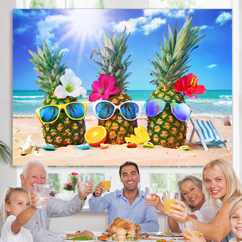 Lofaris Ocean Sunshine Pineapple Photoshoot Backdrop for Kids