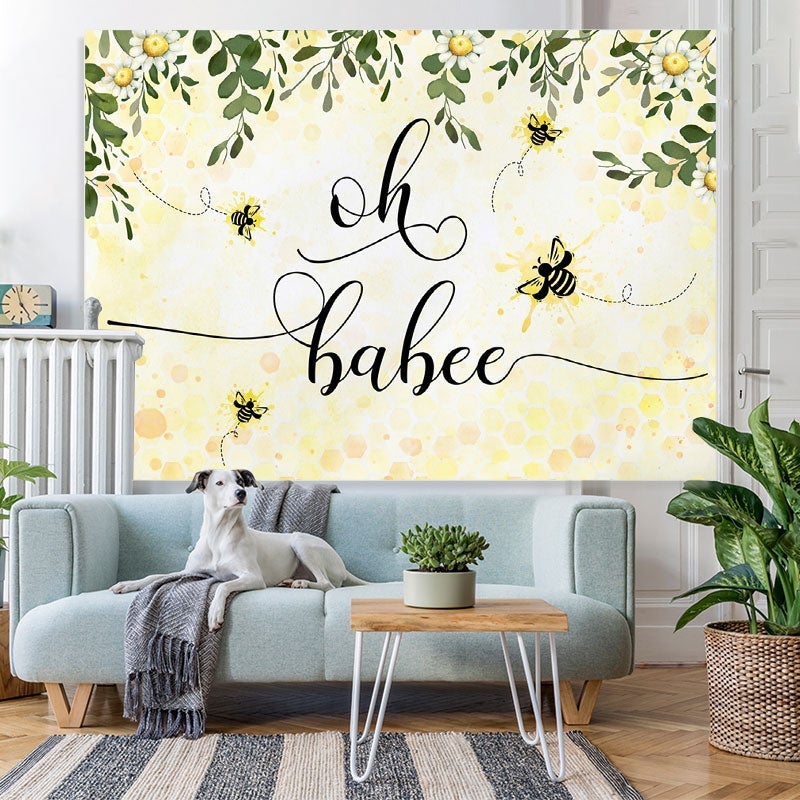 Lofaris Oh Babee Honey Sunflower Backdrop for Baby Shower