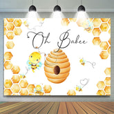 Lofaris Oh Babee Yellow And White Backdrop For Baby Shower