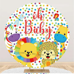 Lofaris Oh Baby Animals Colorful Dots Shower Round Backdrops