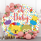 Lofaris Oh Baby Animals Colorful Dots Shower Round Backdrops
