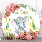Lofaris Oh Baby Elephant And Banana Round Shower Backdrop