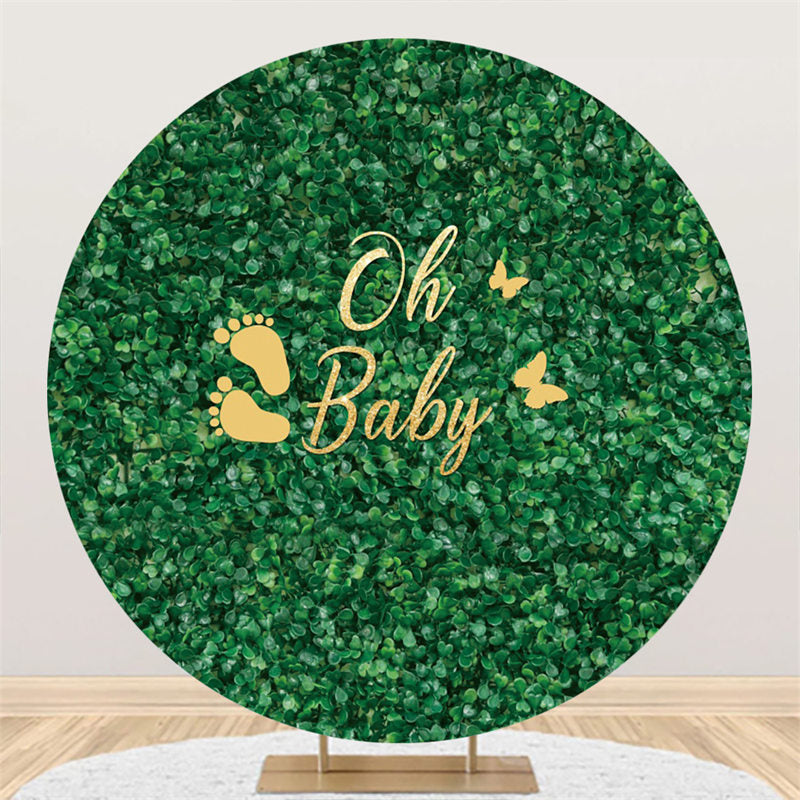 Lofaris Oh Baby Green Grass Round Shower Backdrop For Party