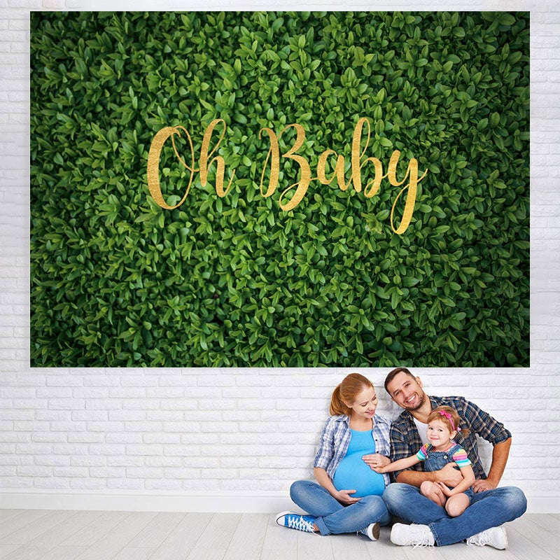 Lofaris Oh Baby Green Leaves Wall Backdrop Spring Photoshoot