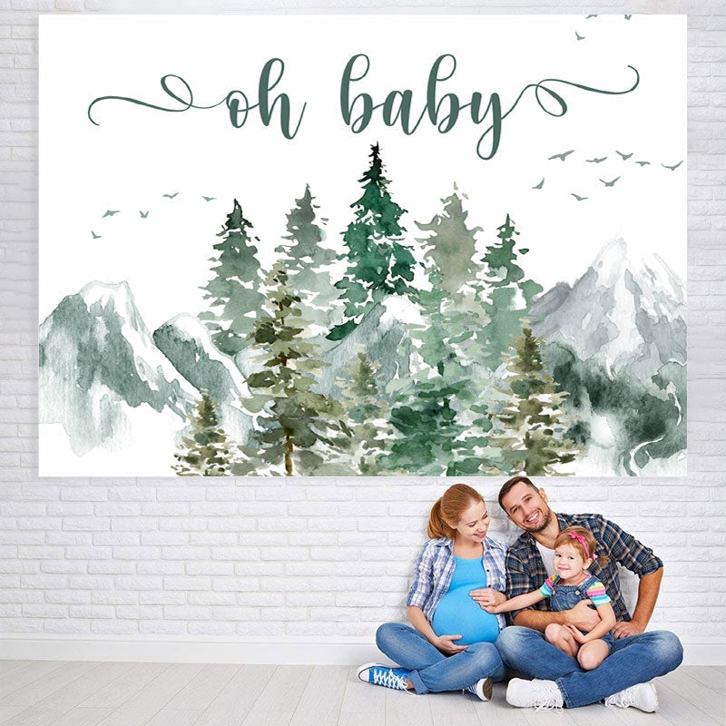 Lofaris Oh Baby Mountain and Pine Tree Shower Backdrop
