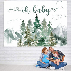 Lofaris Oh Baby Mountain and Pine Tree Shower Backdrop