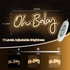 Lofaris Oh Baby Neon LED Sign Handmade For Gender Reveal Party Room
