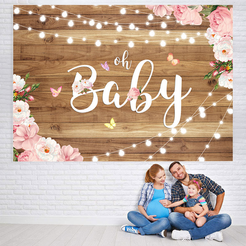 Lofaris Oh Baby Pink and White Flower Shower Backdrop