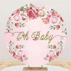 Lofaris Oh Baby Pink Floral Round Backdrop For Shower