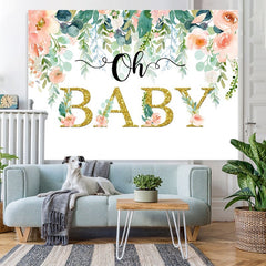 Lofaris Oh Baby Pink Floral Water Colour Shower Bakcdrop