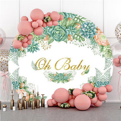 Glitter Round Wooden Elephant Baby Shower Backdrop