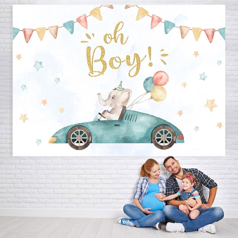 Lofaris Oh Boy Balloon Elephant Baby Shower Photo Backdrop