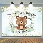 Lofaris Oh boy green leaves and teddy bear baby shower backdrop