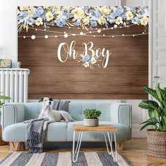 Lofaris Oh Boy Rustic Wood Floral Backdrops for Baby Shower