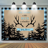 Lofaris Oh Dear Antlers Black forest Blue Baby Shower Backdrop