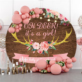 Lofaris Oh Deer Its A Girl Round Baby Shower Backdrop For Party