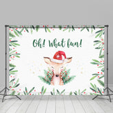 Lofaris Oh What Fun! Fawn in A Santa Hat Christmas Backdrop