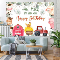 Lofaris Oink Cluck Baa And Moo Farm Animals Birthday Backdrop