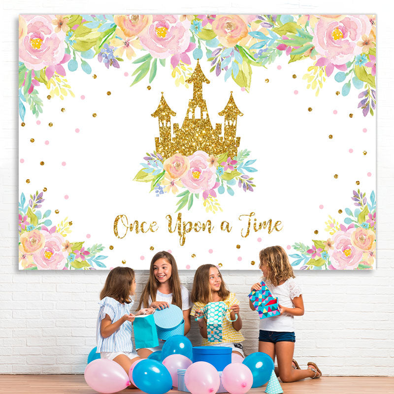 Lofaris Once Upon A Time Floral 1st Princess Birthday Backdrop