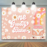 Lofaris One Groovy Happy 1st Birthday Backdrop For Girls