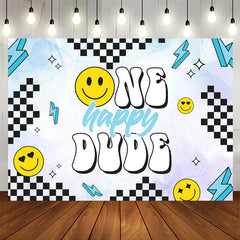 Lofaris One Happy Dude Smiley Face Boy 1st Birthday Backdrop