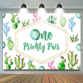 Lofaris One Prickly Pair Cactus Happy 1St Birthday Backdrop